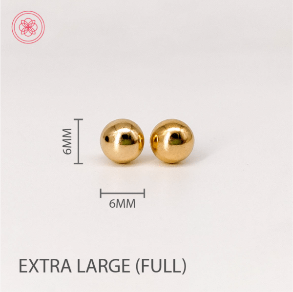 18k Saudi Gold Whole Full Ball Stud Earrings with Gold Pakaw - Image 7