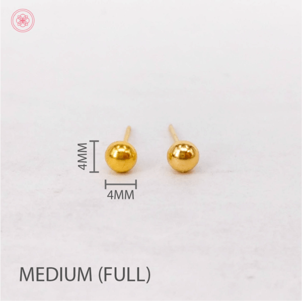 18k Saudi Gold Whole Full Ball Stud Earrings with Gold Pakaw - Image 9