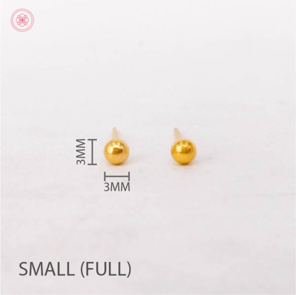 18k Saudi Gold Whole Full Ball Stud Earrings with Gold Pakaw - Image 10