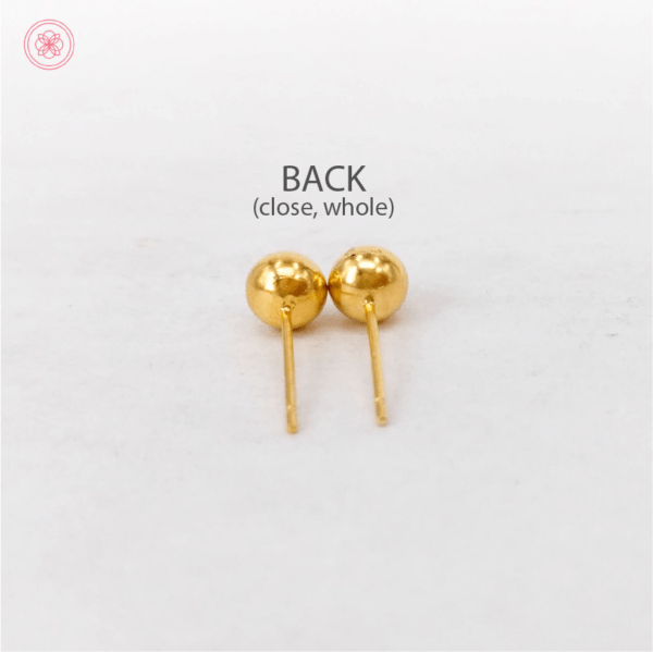 18k Saudi Gold Whole Full Ball Stud Earrings with Gold Pakaw - Image 4