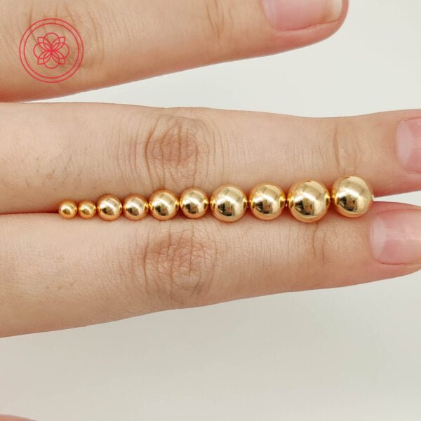 18k Saudi Gold Whole Full Ball Stud Earrings with Gold Pakaw - Image 2