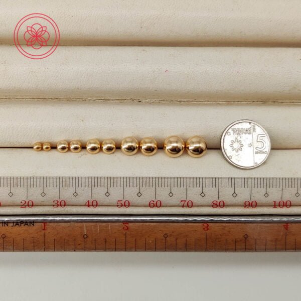 18k Saudi Gold Whole Full Ball Stud Earrings with Gold Pakaw - Image 3